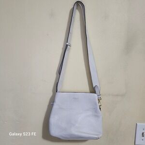 Radley London Duke's Place Crossbody Bag White Pebbled Leather Gold Hardware